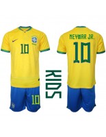 Brasilia Neymar Jr #10 Kotipaita Lasten MM-kisat 2022 Lyhythihainen (+ shortsit)